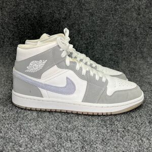 Jordan 1 Mid Shoes Women's Size 10 Wolf Grey Aluminum Retro Athletic Sneakers
